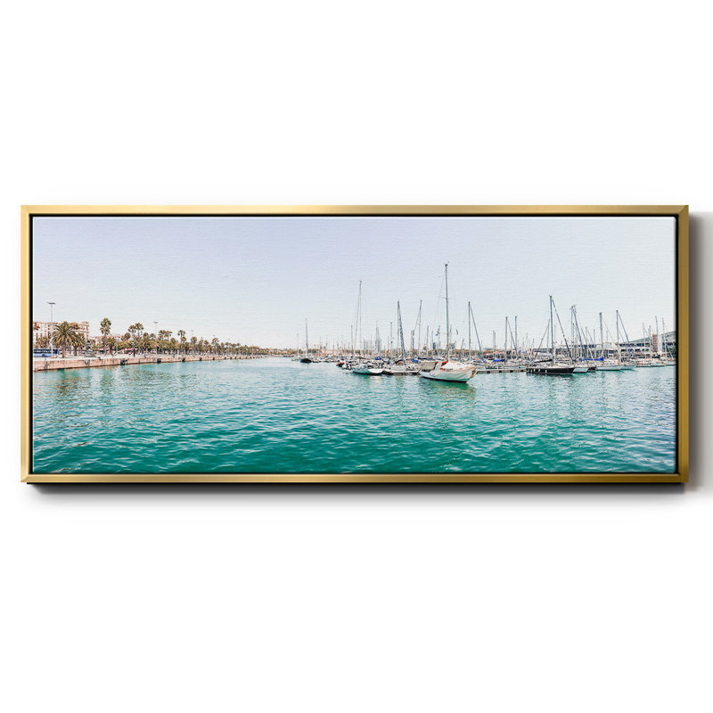 Marina de Barcelone - toile encadrée, H 20 po x l 50 po