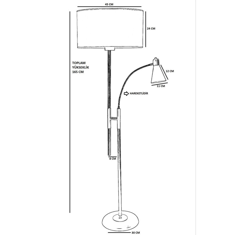 Giedi 165cm Torchiere Floor Lamp, Bronze