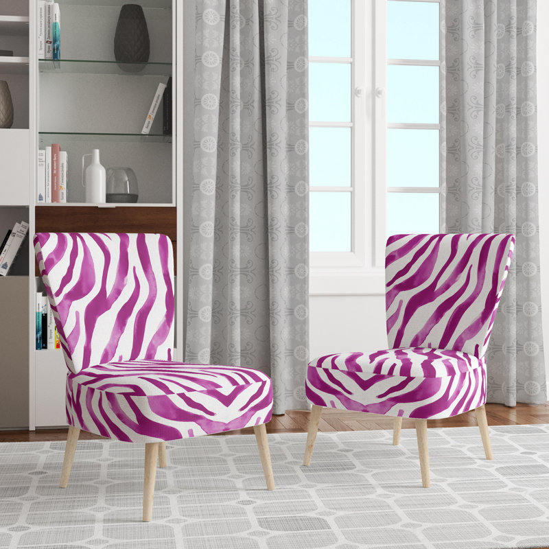 Chaise d'appoint rembourrée Zebra, Violet / blanc