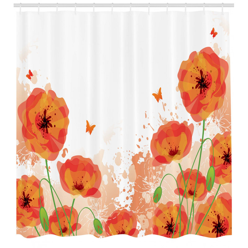 Rideau de douche floral avec crochets inclus, H 70 po x l 69 po