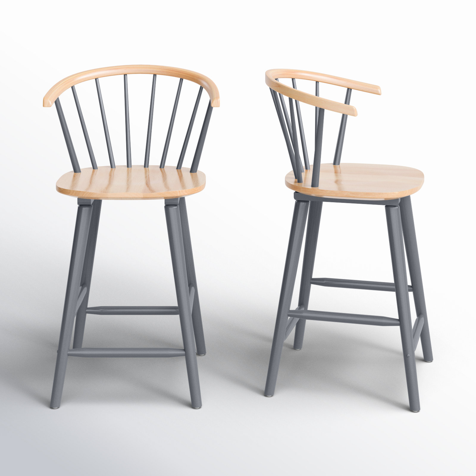 Sheffield Bar and Counter Stool, Short Stool (23" Seat Height), Natural /Gray