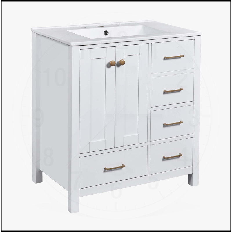 Meuble-lavabo 30 po avec lavabo en céramique, Blanc