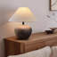 Lampe de table en céramique Wabi Sabi de 40 cm, lampe de chevet rustique style ferme avec abat-jour en lin, brun terreux