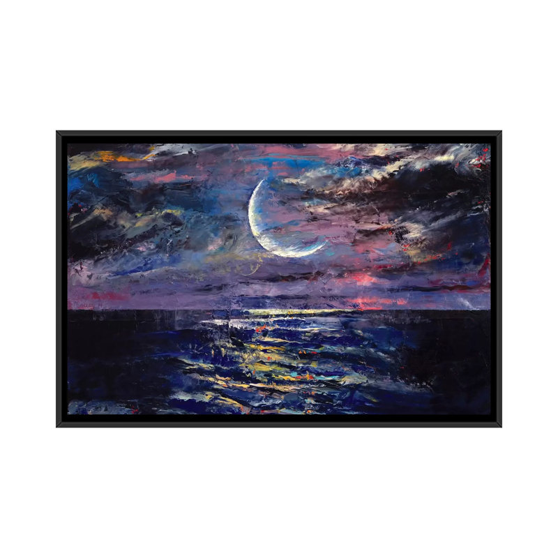 " Moon " by Michael Creese, 18" H x 26" W x 1.5" D, Black Framed Canvas, No Mat