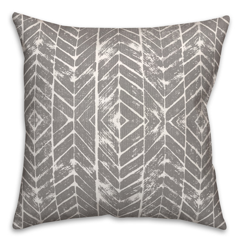 Housse de coussin d'extérieur carré texturé à chevrons 11, 18 po x 18 po, gris