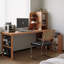 Noyer clair + bureau en bois massif en forme de L noir + fer-1038021432-1038021435
