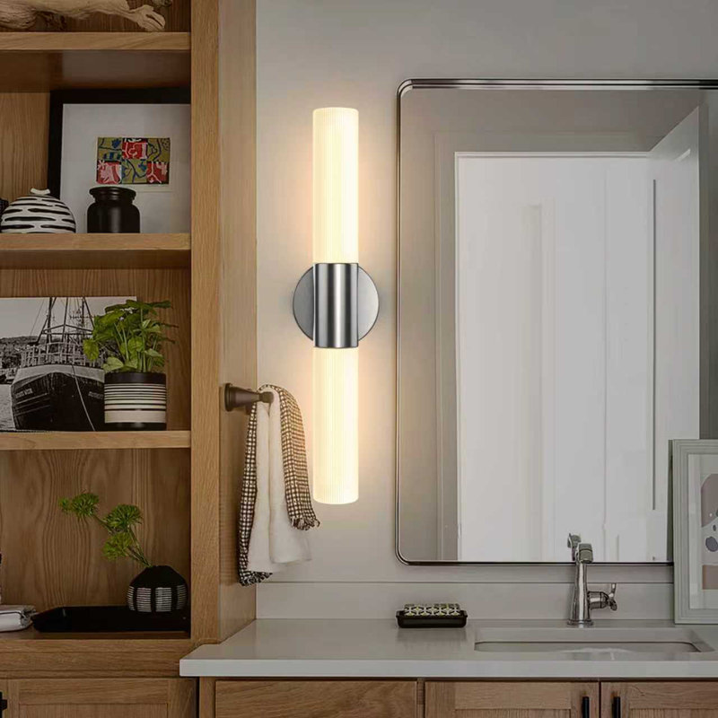 22"H 2-Light Brushed Nickel Dimmable Vanity Lighting 3-CCT LED Bath Bar Light, Brushed Nickel