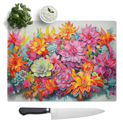 Succulent Action  Glass Chopping Board