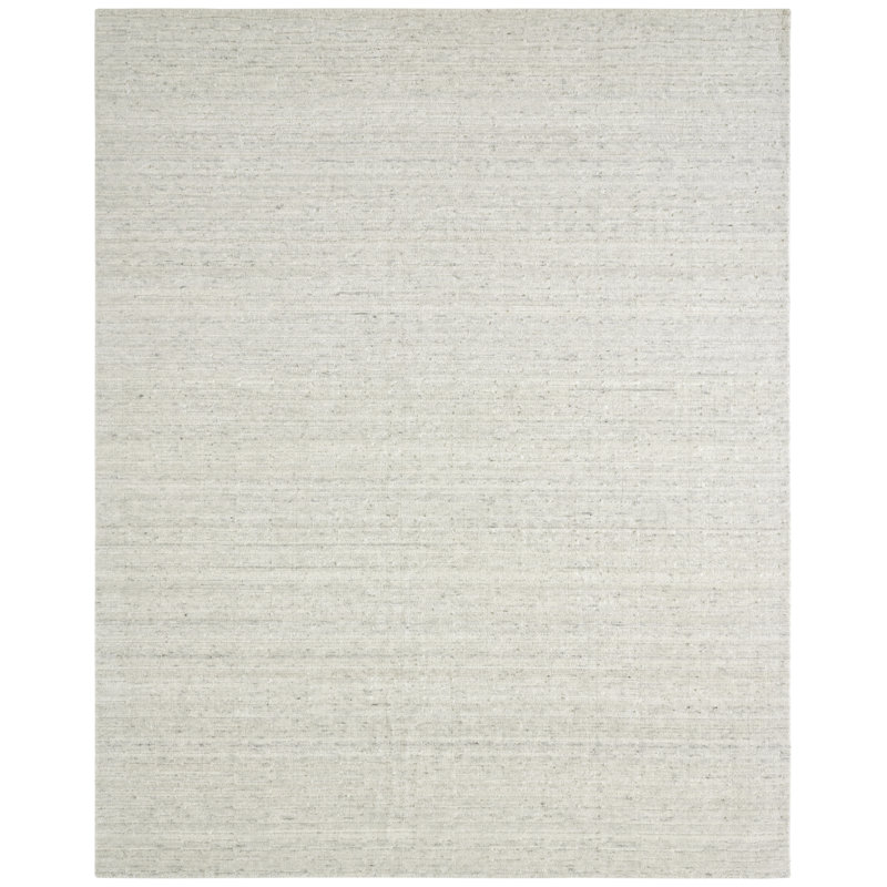 Tapis gris clair en laine Luxe, Rectangle 3 pi 6 po x 5 pi 6 po, White/Ivory