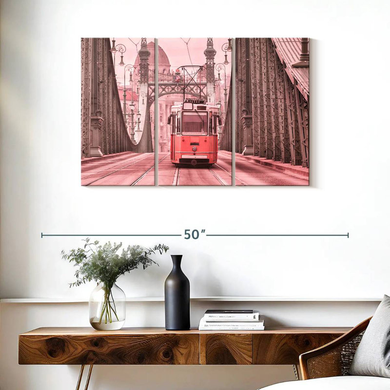 Mehar Pink Cable Car, 24" H x 38" W