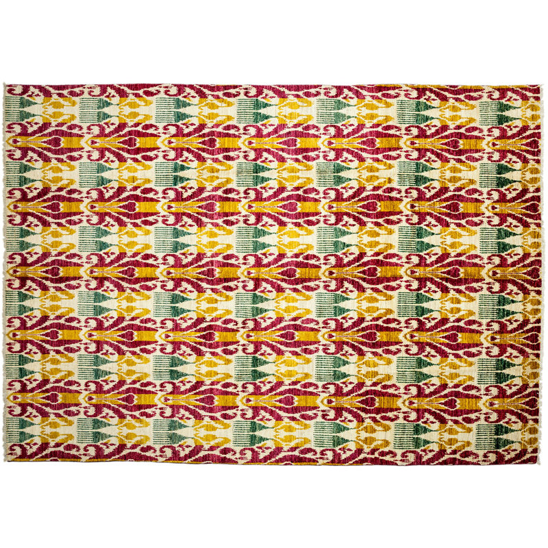 Tapis unique en laine nouée à la main 10 pi x 14 pi couleur souci