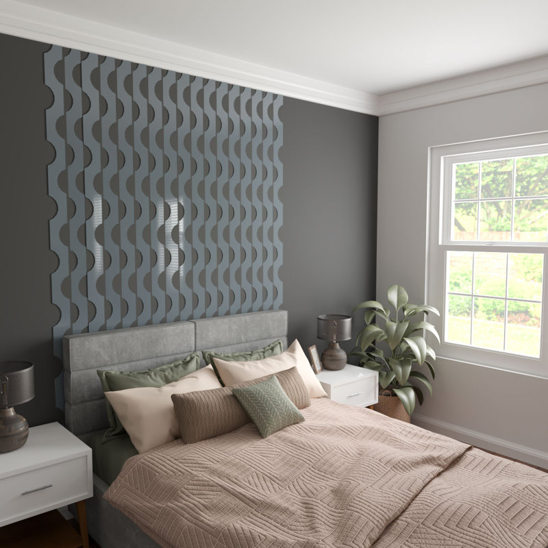 Ensemble de 12 panneaux muraux décoratifs en acrylique Bridgeport, Gris foncé, H 47 po x l 5,625 po