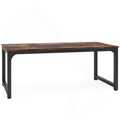 71-Inch Industrial Dining Table For 6-8 People, Rustic Rectangular With Heavy-Duty Metal Frame, Perfect For Modern And Multifunctional Use