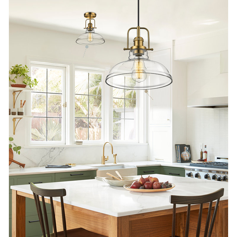 Doonfin Glass Semi Flush Mount, Champagne Bronze