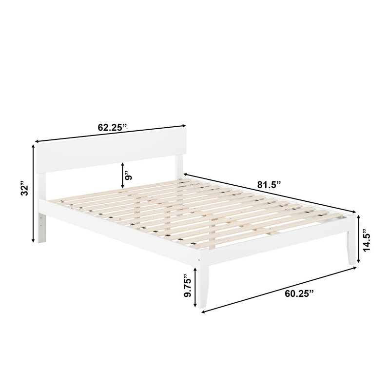 Farrah Solid Hardwood Platform Bed , White, Twin XL