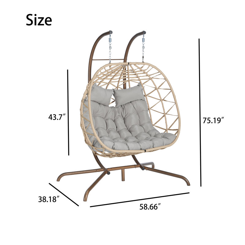 Double avec coussin de chaise suspendu, Gris, Brun
