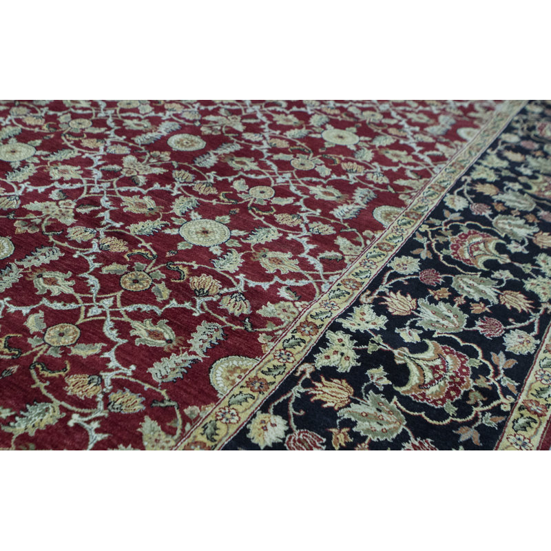 Hand-Knotted High-Quality Red and Black Area Rug