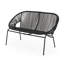 Causeuse Remma, rotin extérieur, panier tissé, structure en fer noir, 52 po