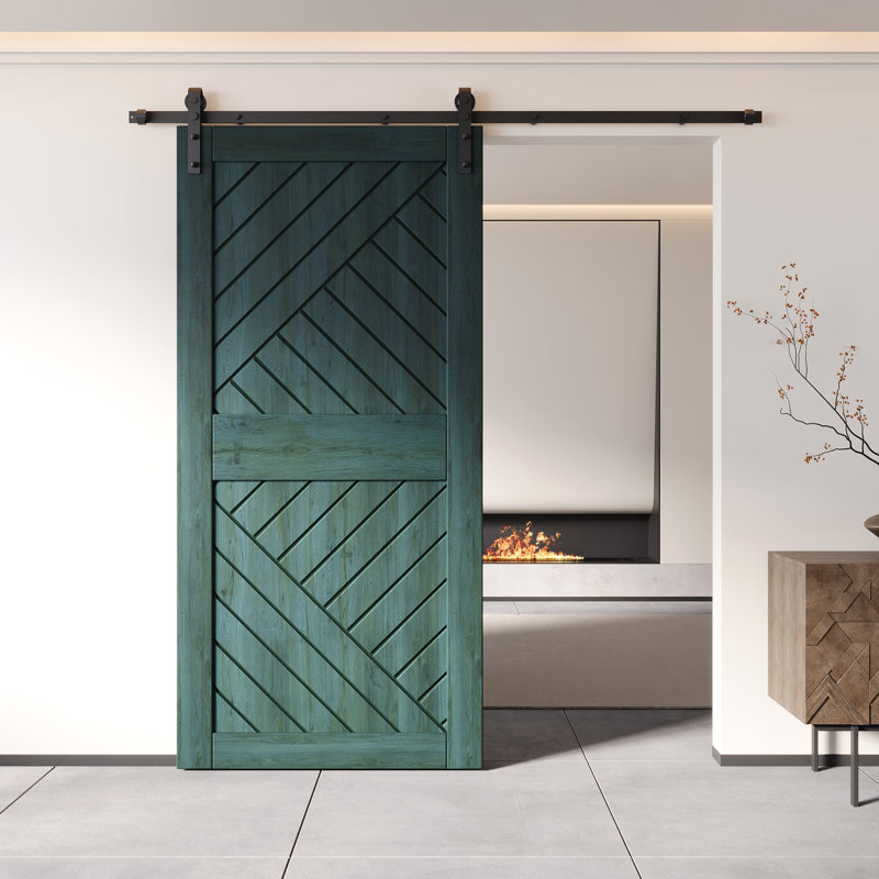 Porte de grange en bois de pin à finition géométrique et non assemblée Homacer Design géométrique (usage intérieur seulement)
