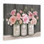 Bouquets de roses roses en fleurs, pots rustiques - peinture-105256049-105256051
