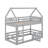 Twin Over Twin House Bunk Bed With Door And Fence-291774506