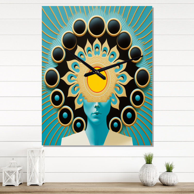 Déesse oracle efflorescence VI - Horloge murale abstraite moderne, H 32 po x l 16 po x P 1 po
