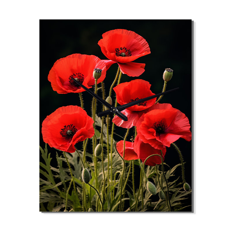 Horloge murale Saura - Coquelicots surdimensionnée, Moyen