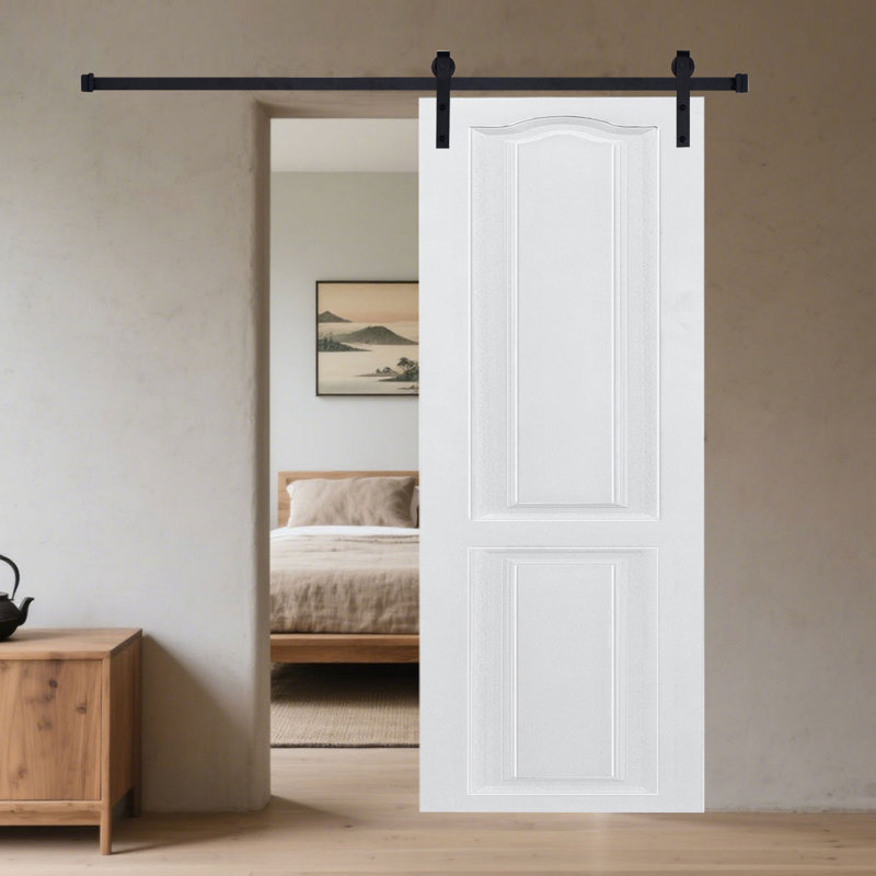 Porte de grange blanche coulissante en panneau de fibres à densité moyenne 3/4 po 18 po x 80 po, 18" x 80"
