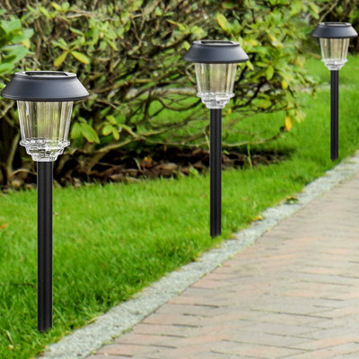 Paquet de 8 lumières solaires lumineuses pour jardin d'extérieur en verre inoxydable