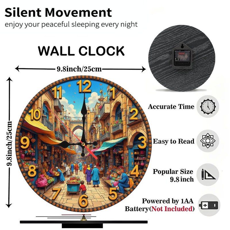 Décoration murale rétro horloge bazar