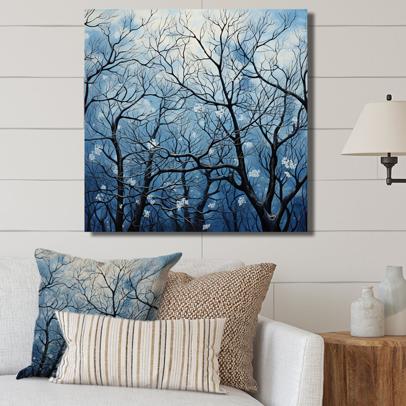 Minimalisme, arbre bleu, charme II, Toile tendue, 36" H x 36" W