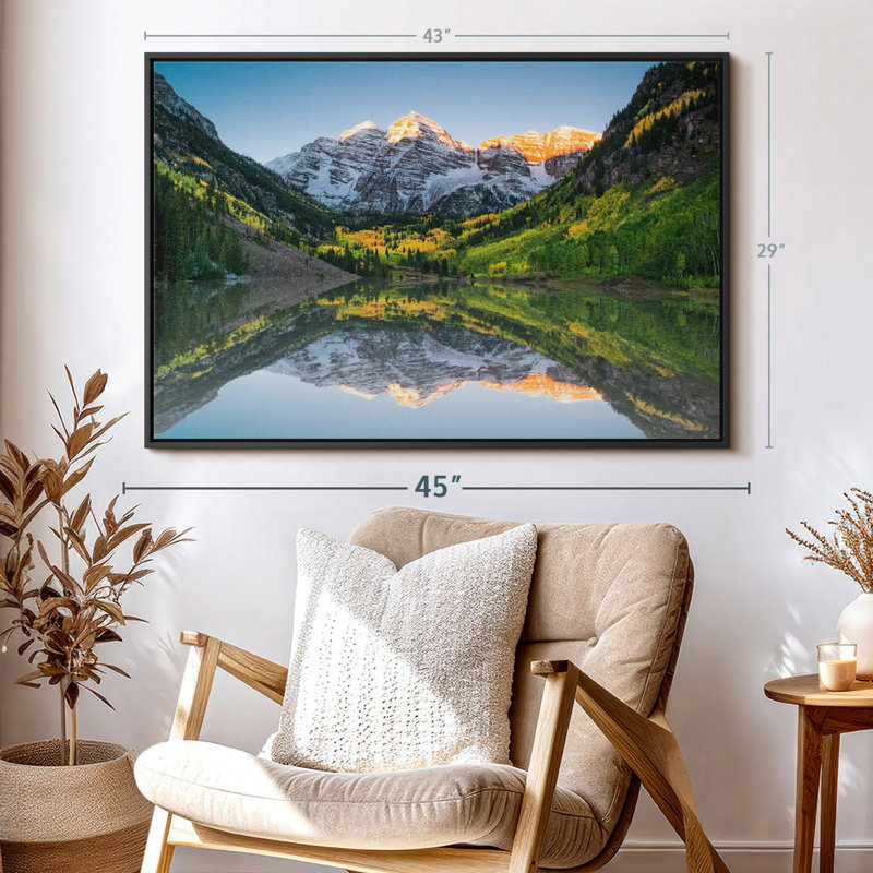 Reproduction sur toile Ottos Maroon Bells Lake Sunshine, H 29 po x l 43 po