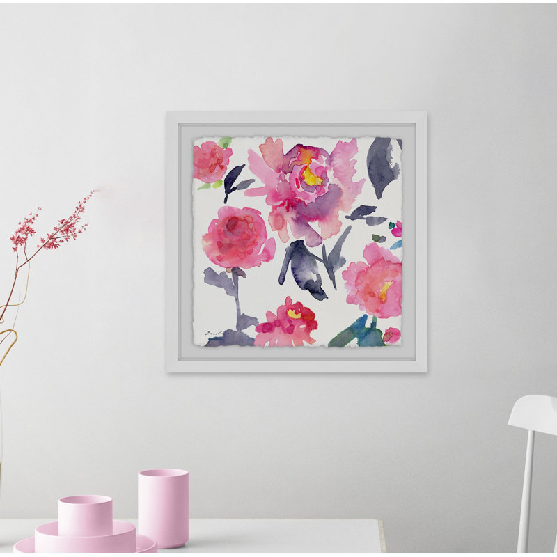 Pivoines roses par Evelia - reproduction de cadre photo, H 24 po x l 24 po x P 1,5 po