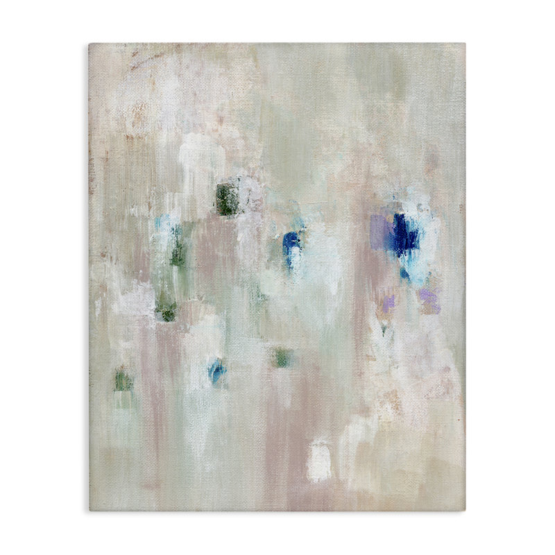  «Neutrals with Blue Spots», art mural sur toile par Nikita Jariwala, H 30 po x l 24 po