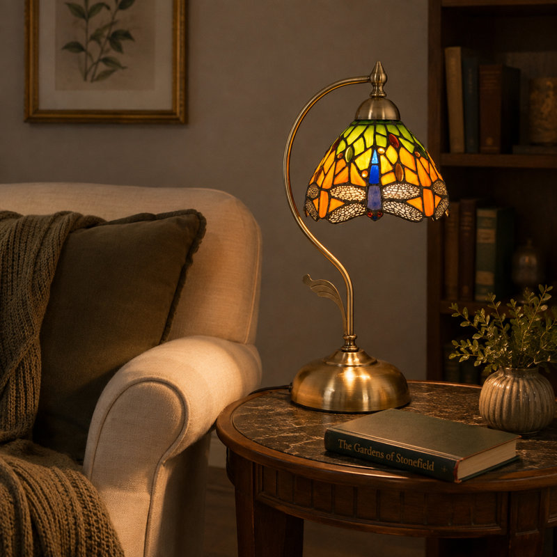 17.3" 1 - Light Tiffany Dragonfly Table Lamp