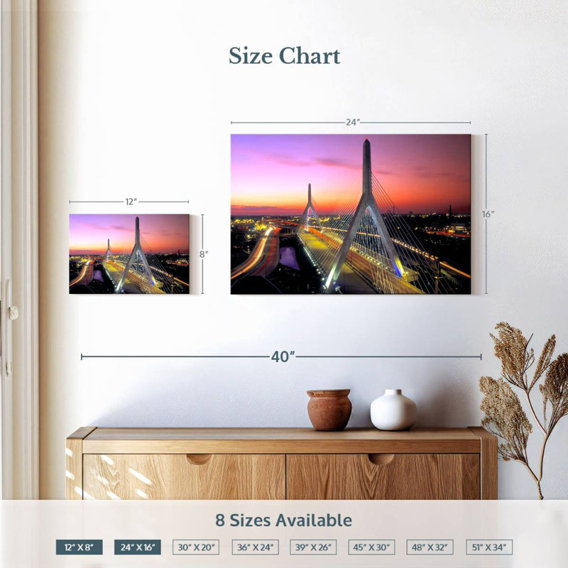 Lilie Leonard P. Zakim Bridge, 16" H x 24" W