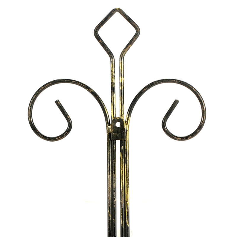 16" Single Pot Black / Gold Cast Metal Crest Wall Planter Decoration