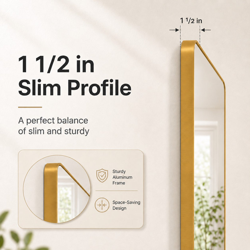 Leyat Modern Rectangle Metal Frame Wall Mirror for Bathroom, 30" x 36" , Gold