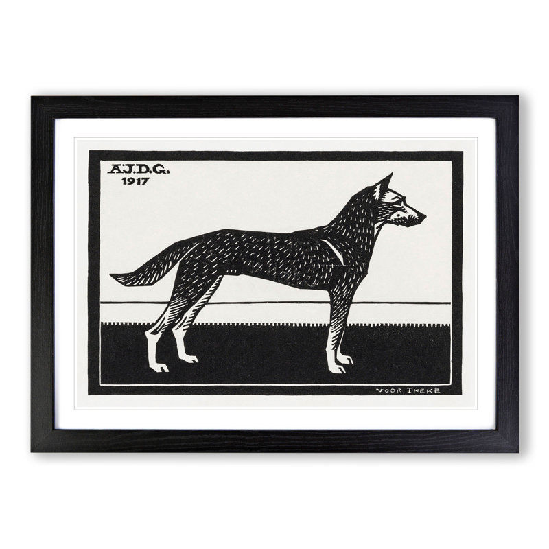 Dog by Julie De Graag - Picture Frame Painting, 36cm H x 48cm W x 2cm D, Black Framed