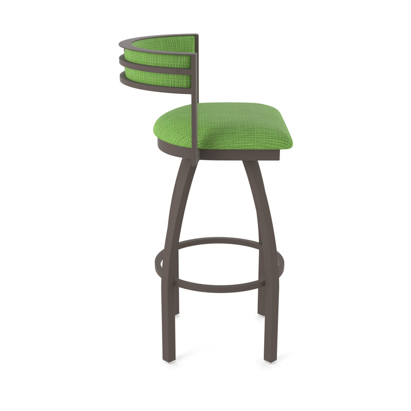 Tabouret Artémis, Tissu - perroquet graphique, Tabouret de bar (siège d'une hauteur de 30 po), Bronze