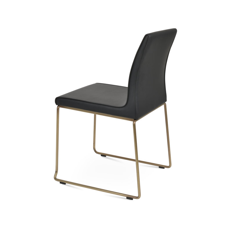 Chaise rembourrée empilable Polo, Laiton, Noir, noir, noir, noir