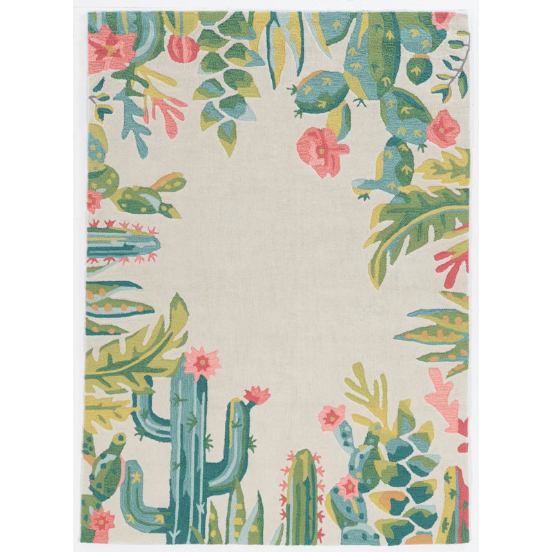 Mehcad Hand Tufted Floral Indoor Rug, Rectangle 5' x 7'