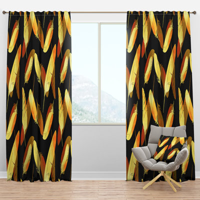 Motif de plumes d'oiseaux - Rideau moderne - Velours obscurcissant - 1 panneau