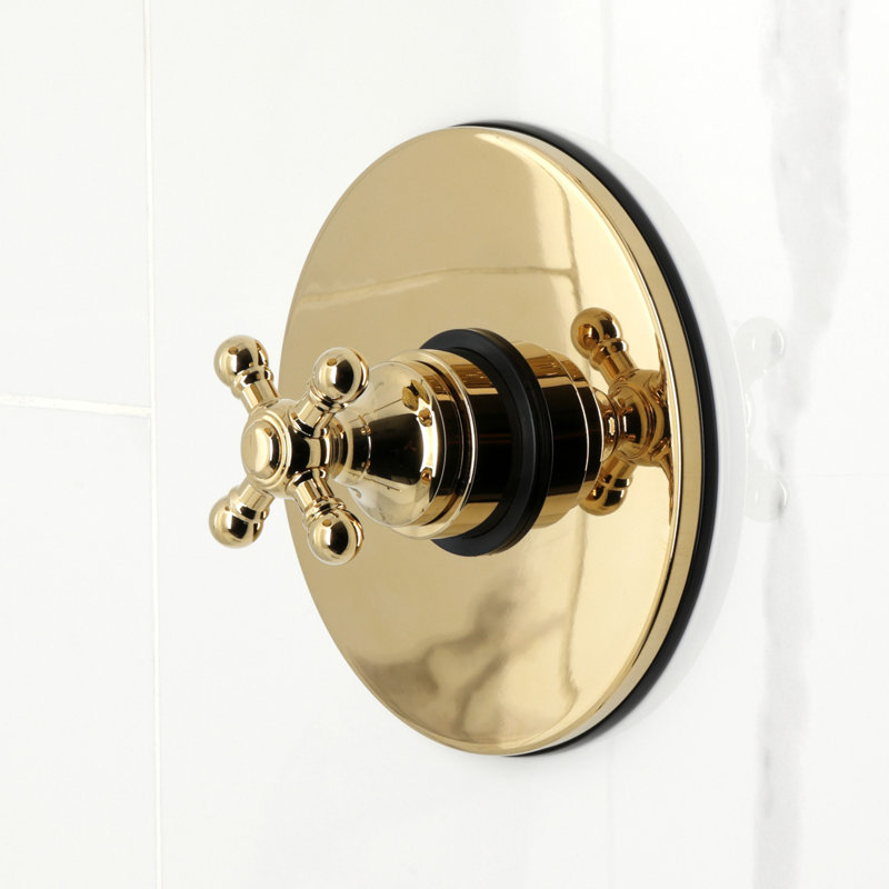 Robinet de baignoire et de douche à pression équilibrée à poignée simple Kingston Brass Metropolitan, Laiton poli