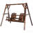 Wooden Porch Swing With Stand, 2-Seat Patio Swing Chair With Center Table