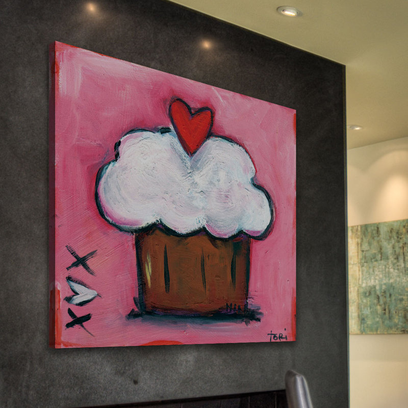 Reproduction d’art sur toile tendue "rose cardiaque petits gâteaux" par tori campisi, H 48 po x l 48 po