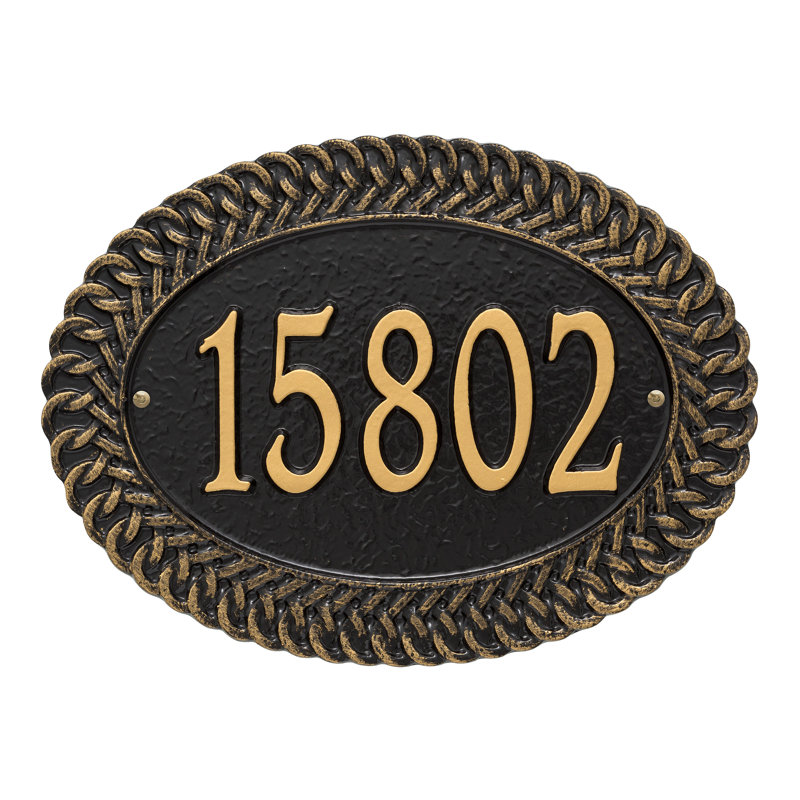 Personalized Standard 1-Line Wall Address Plaque, Black/Gold, Yes