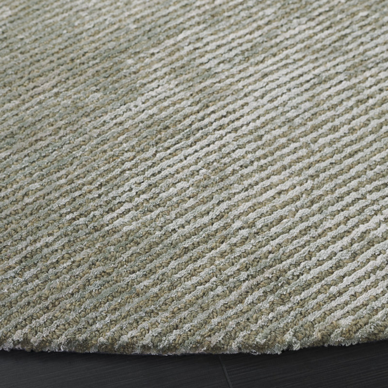 Akshada Hand Tufted Viscose/Wool Rug in Green, Round 6'