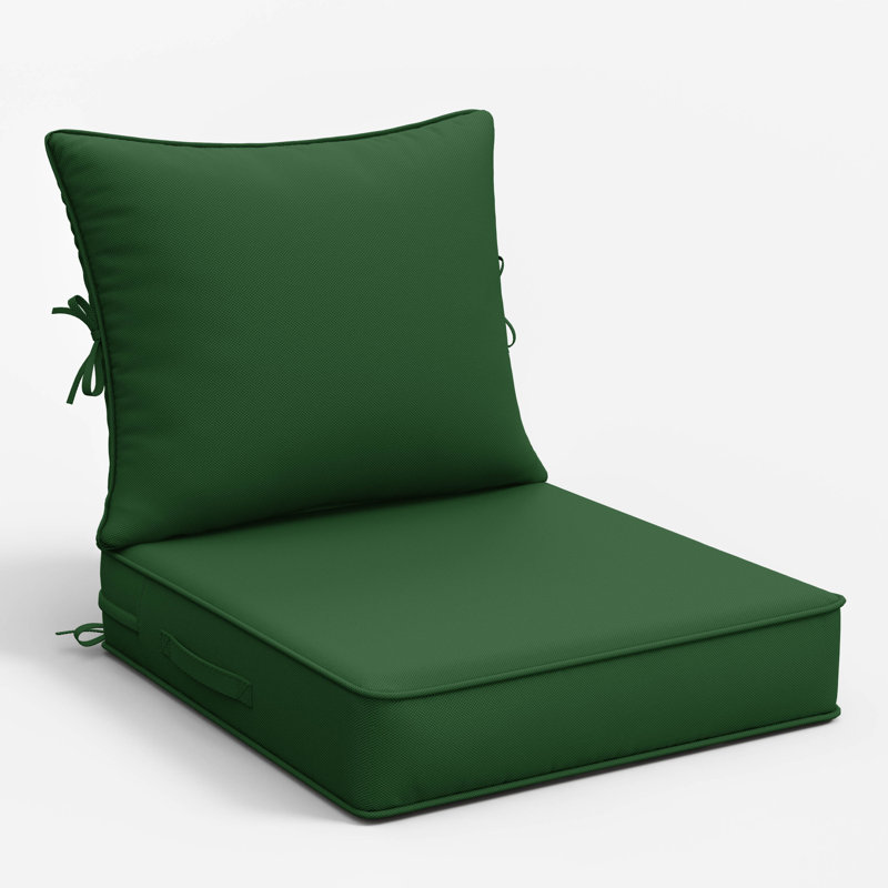 Ensemble de coussins de siège d'extérieur Wynee, 4", Vert olive, 19" W x 19" D
