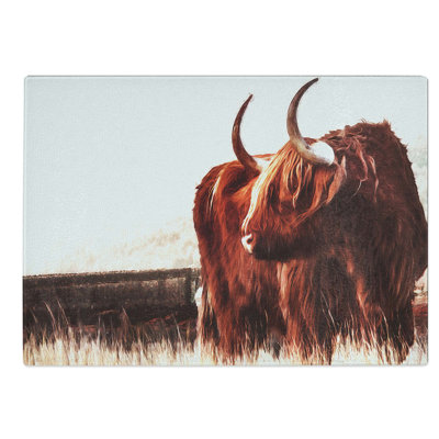 Glass Highland Cow in Scotland in Abstract Chopping Board
